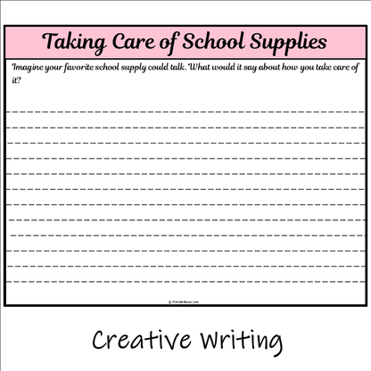 Taking Care of School Supplies | Main Idea and Supporting Details Reading Passage and Questions