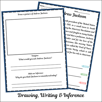 Andrew Jackson | Short Reading Comprehension Creative Worksheet