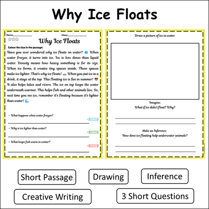 Why Ice Floats | Short Reading Comprehension Creative Worksheet