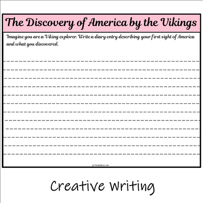 The Discovery of America by the Vikings | Main Idea and Supporting Details Reading Passage and Questions