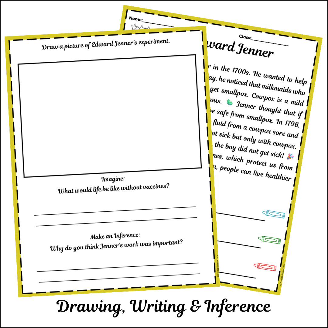 Edward Jenner | Short Reading Comprehension Creative Worksheet