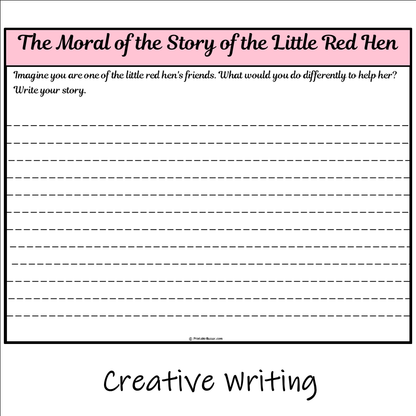 The Moral of the Story of the Little Red Hen | Main Idea and Supporting Details Reading Passage and Questions