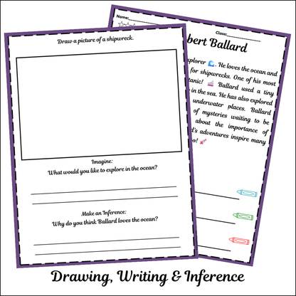 Robert Ballard | Short Reading Comprehension Creative Worksheet