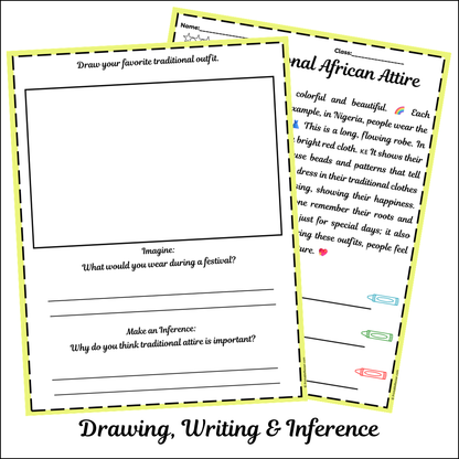 Traditional African Attire | Short Reading Comprehension Creative Worksheet