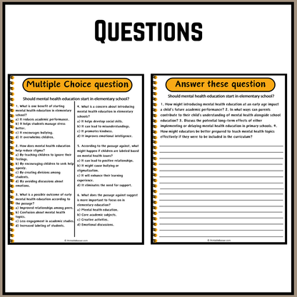 Should mental health education start in elementary school? | Debate Case Study Worksheet