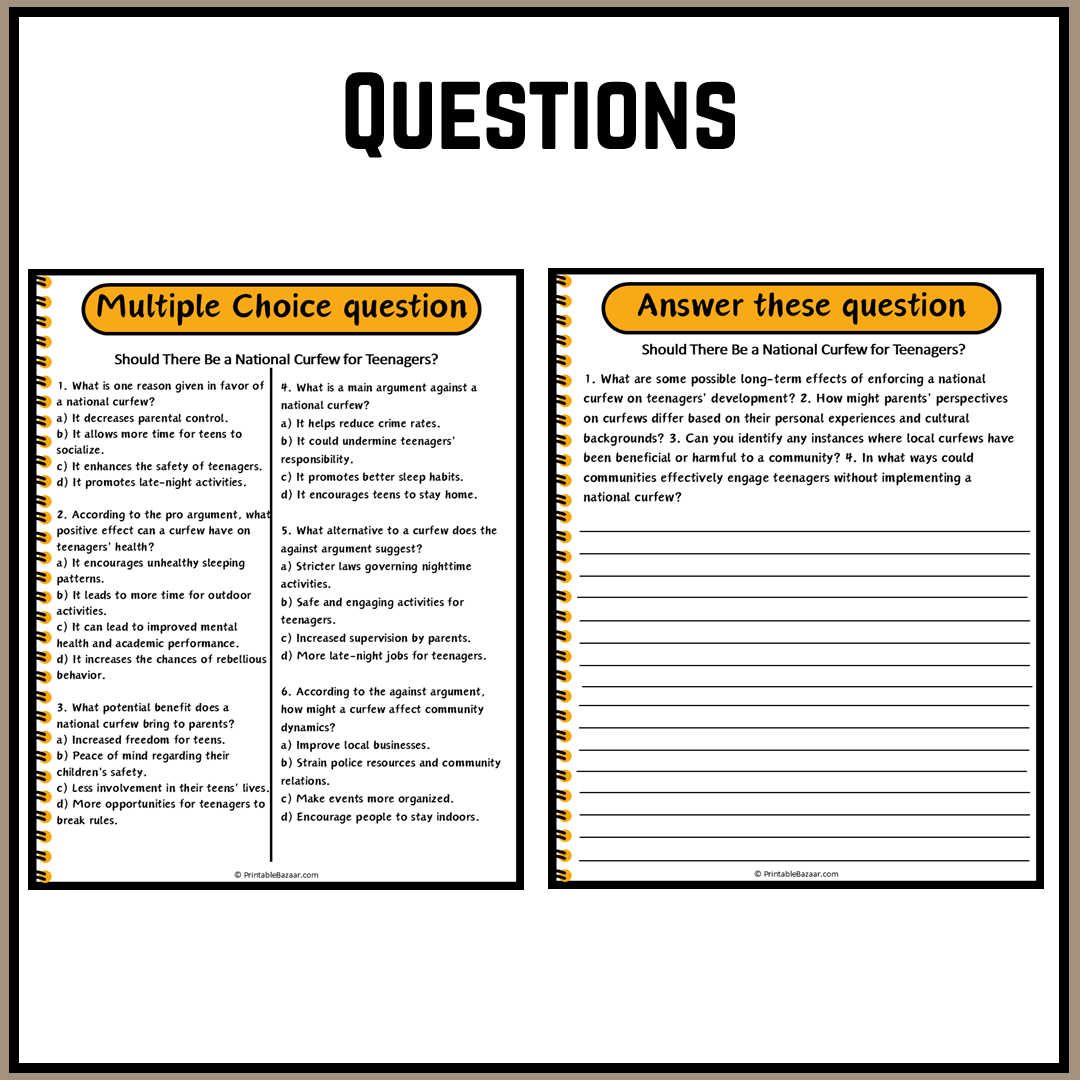 Should There Be a National Curfew for Teenagers? | Debate Case Study Worksheet