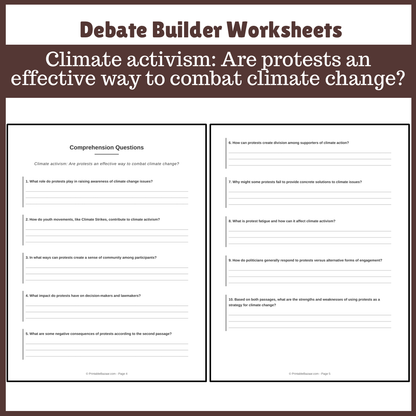 Climate activism: Are protests an effective way to combat climate change? | Favour and Against Worksheet Printable Activity