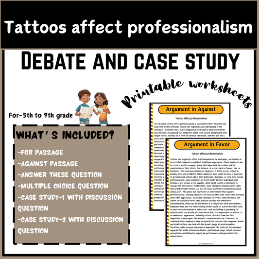 Tattoos affect professionalism | Debate Case Study Worksheet