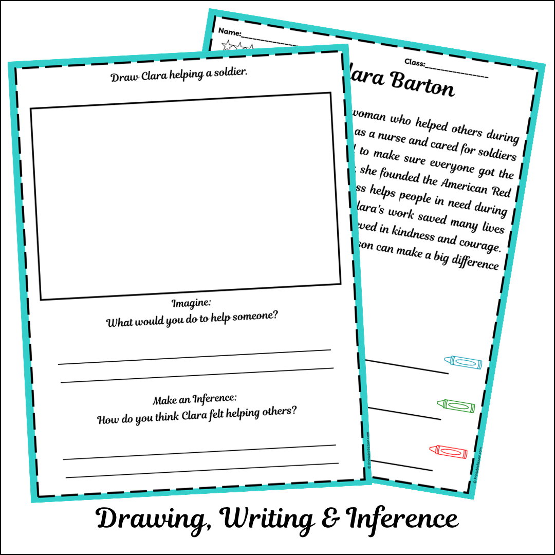 Clara Barton | Short Reading Comprehension Creative Worksheet