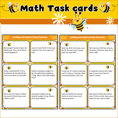 Adding and Subtracting Decimals | Math Task Cards