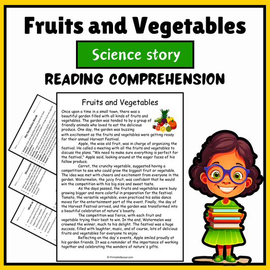 Fruits and Vegetables | Science Story Reading Comprehension Activity