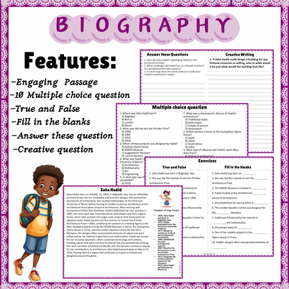 Zaha Hadid | Biography Reading Comprehension and Questions Worksheet