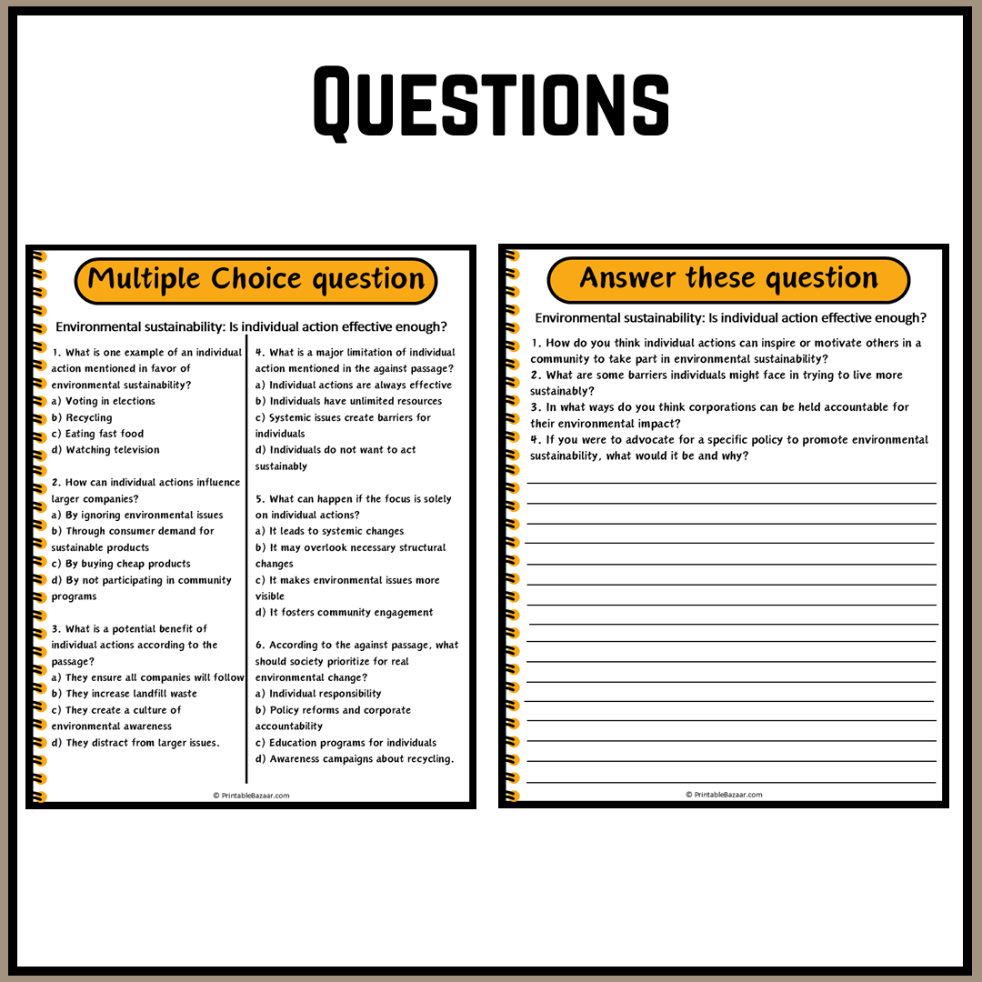 Environmental sustainability: Is individual action effective enough? | Debate Case Study Worksheet