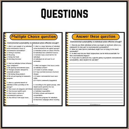 Environmental sustainability: Is individual action effective enough? | Debate Case Study Worksheet