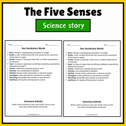 The Five Senses | Science Story Reading Comprehension Activity