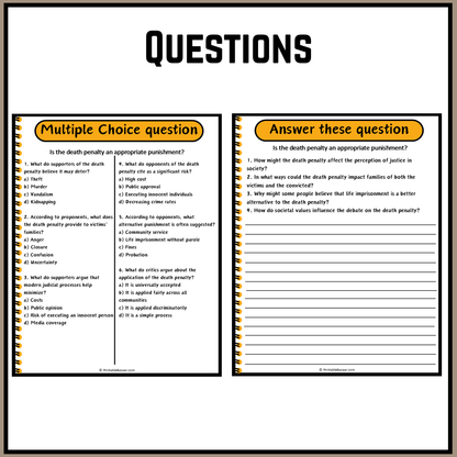 Is the death penalty an appropriate punishment? | Debate Case Study Worksheet