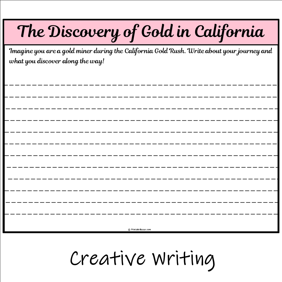 The Discovery of Gold in California | Main Idea and Supporting Details Reading Passage and Questions