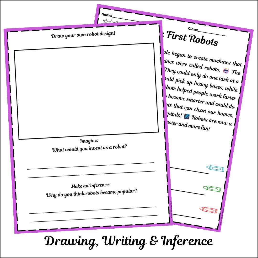 The First Robots | Short Reading Comprehension Creative Worksheet