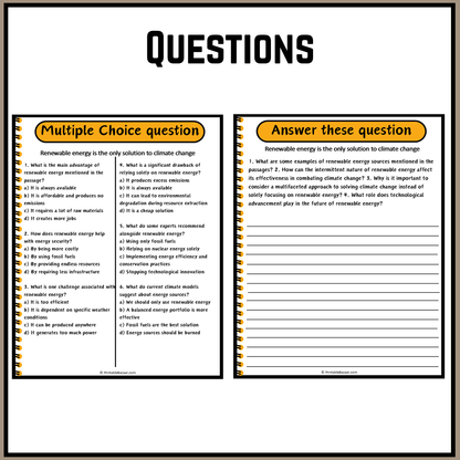 Renewable energy is the only solution to climate change | Debate Case Study Worksheet