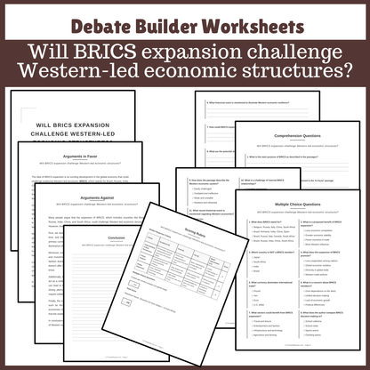 Will BRICS expansion challenge Western-led economic structures? | Favour and Against Worksheet Printable Activity