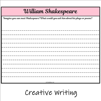 William Shakespeare | Main Idea and Supporting Details Reading Passage and Questions