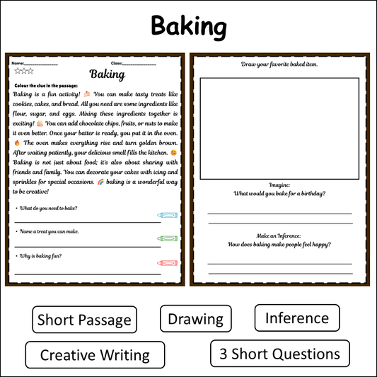 Baking | Short Reading Comprehension Creative Worksheet