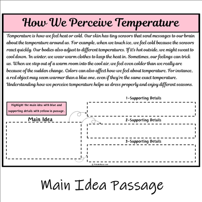 How We Perceive Temperature | Main Idea and Supporting Details Reading Passage and Questions