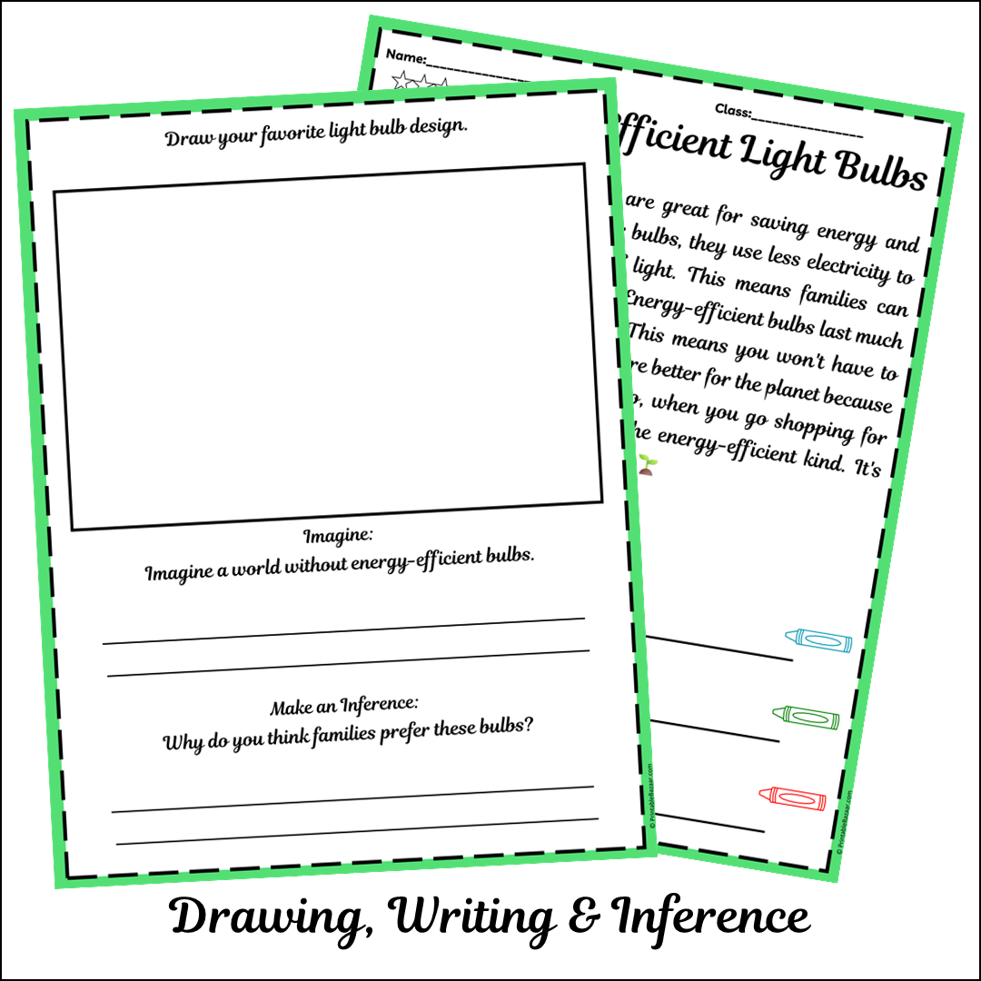 Energy-Efficient Light Bulbs | Short Reading Comprehension Creative Worksheet