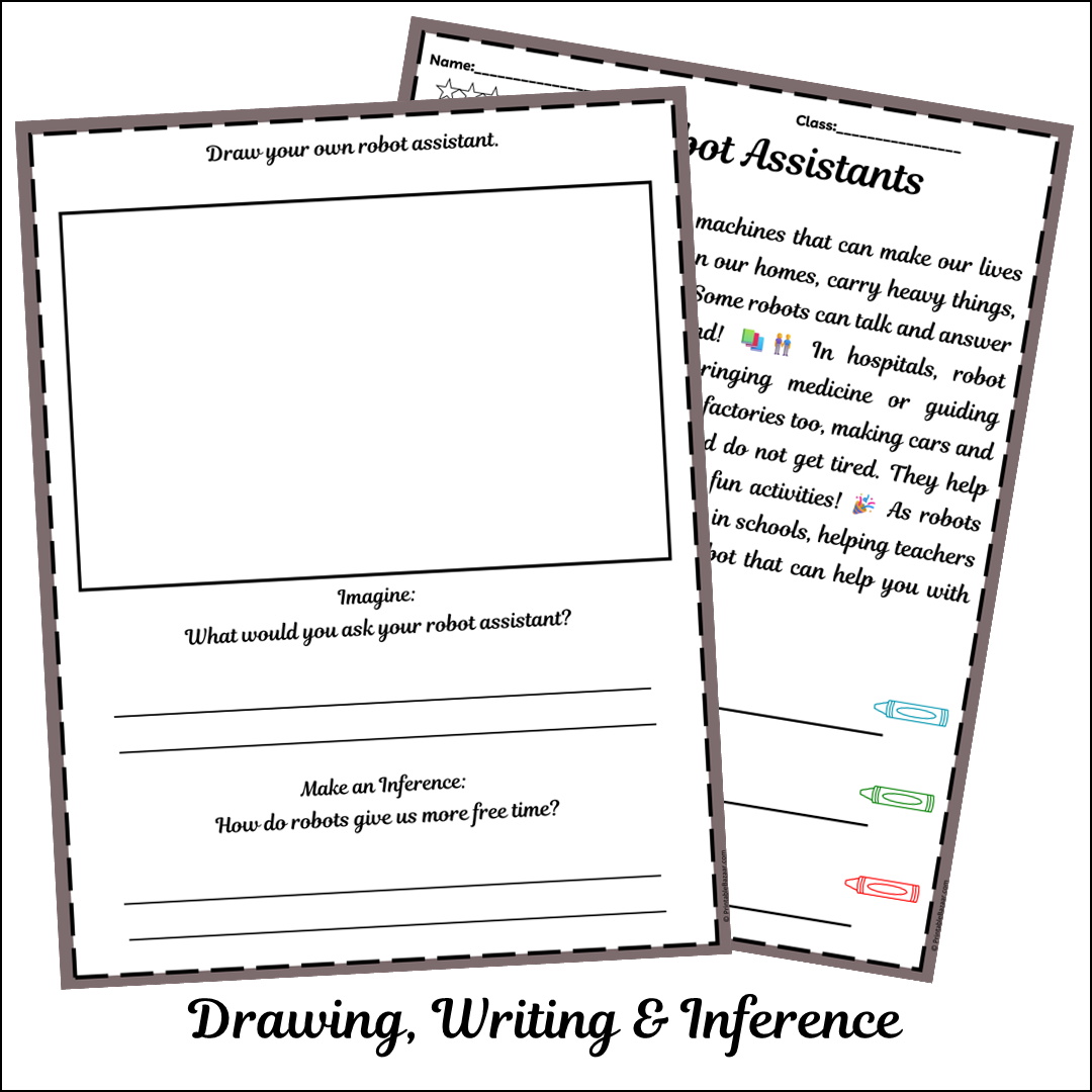 Robot Assistants | Short Reading Comprehension Creative Worksheet
