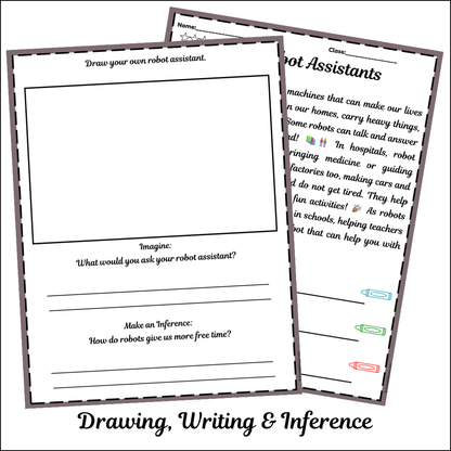 Robot Assistants | Short Reading Comprehension Creative Worksheet