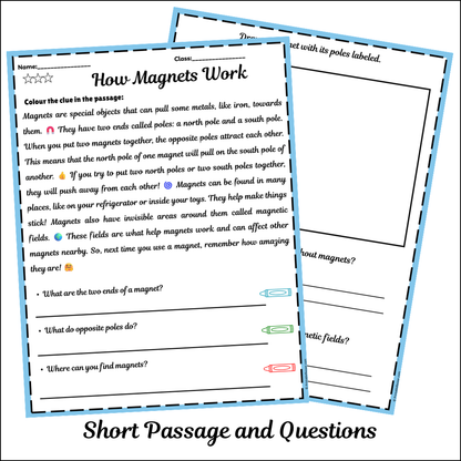 How Magnets Work | Short Reading Comprehension Creative Worksheet