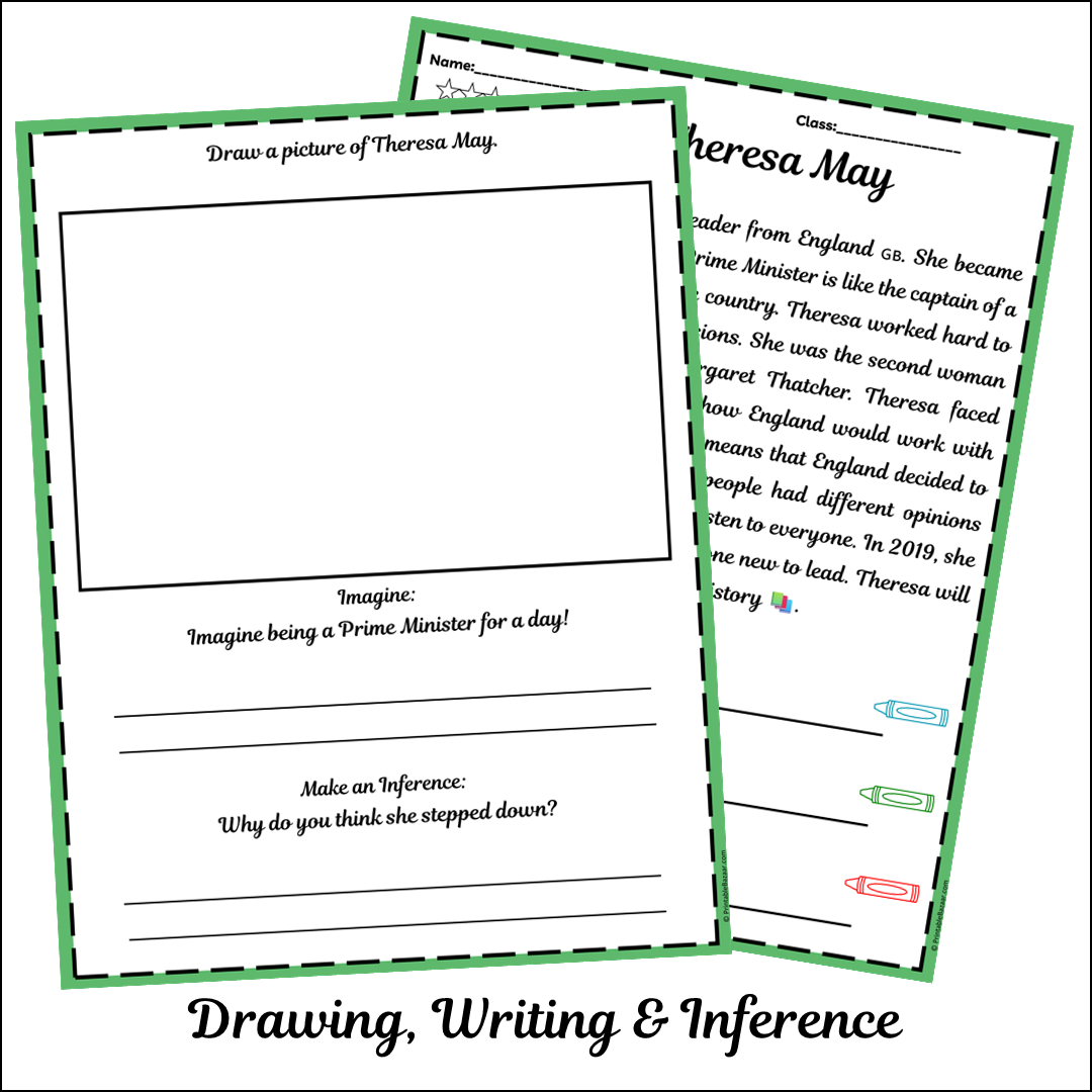 Theresa May | Short Reading Comprehension Creative Worksheet