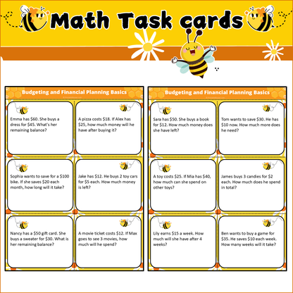 Budgeting and Financial Planning Basics | Math Task Cards
