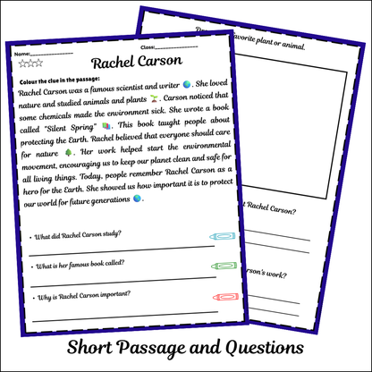 Rachel Carson | Short Reading Comprehension Creative Worksheet