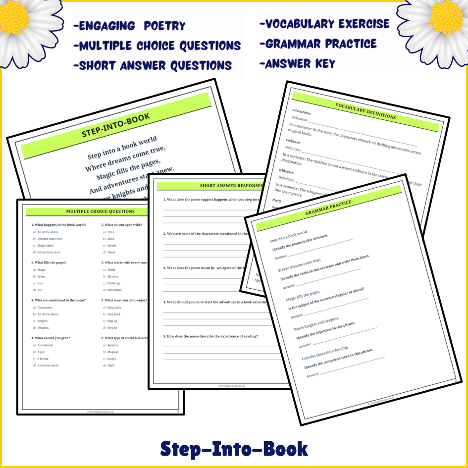 Step-Into-Book | Poem Grammar Worksheet Printable Activity