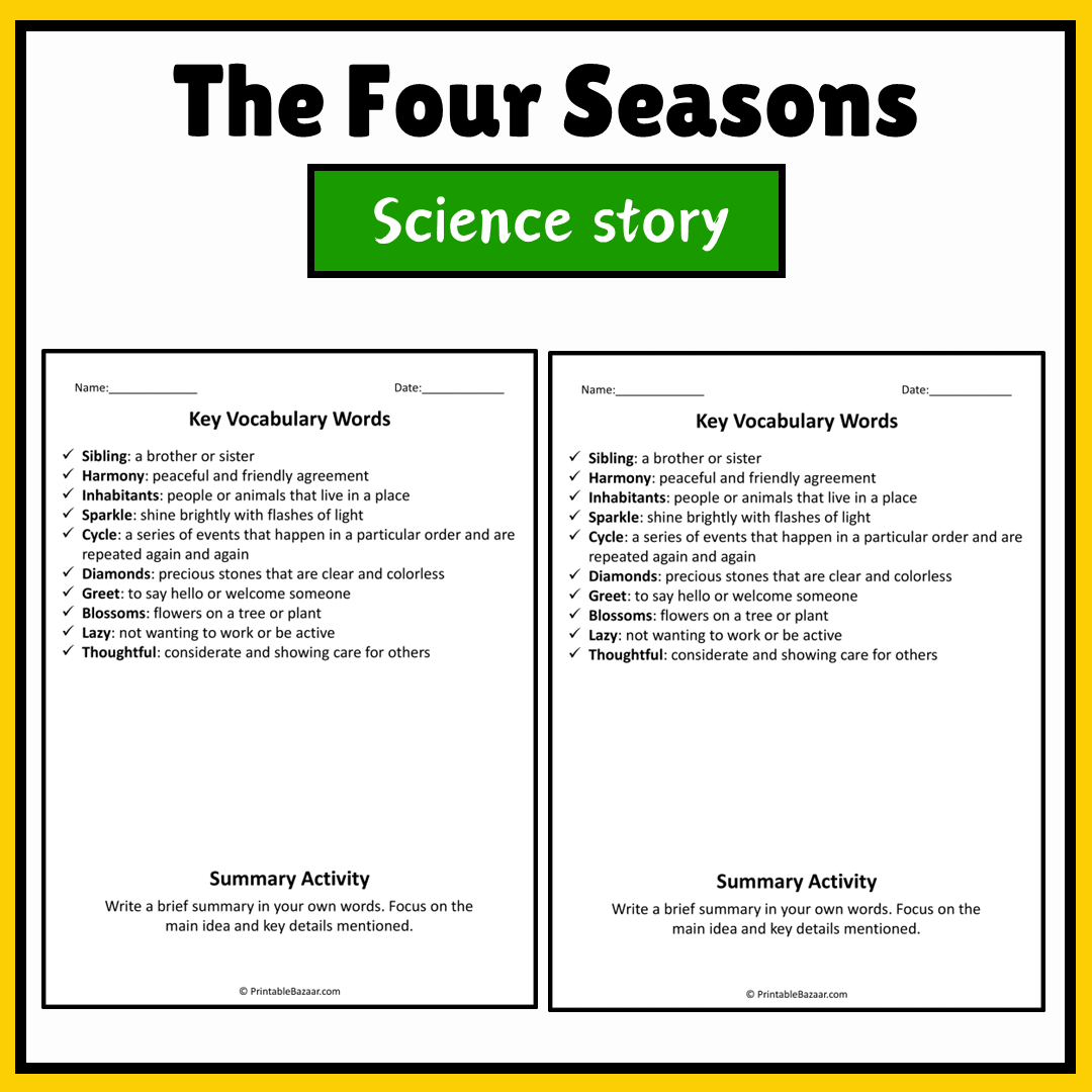 The Four Seasons | Science Story Reading Comprehension Activity