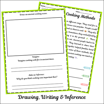 Ancient Cooking Methods | Short Reading Comprehension Creative Worksheet