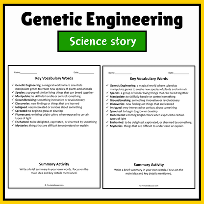 Genetic Engineering | Science Story Reading Comprehension Activity