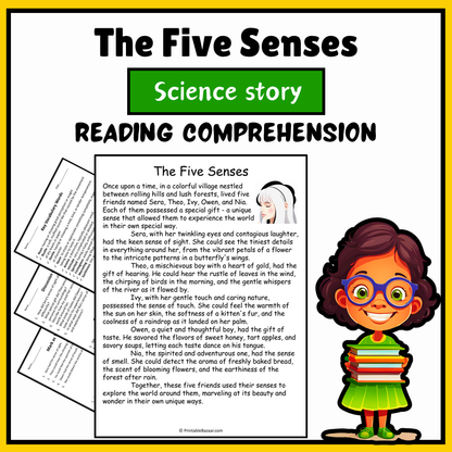 The Five Senses | Science Story Reading Comprehension Activity