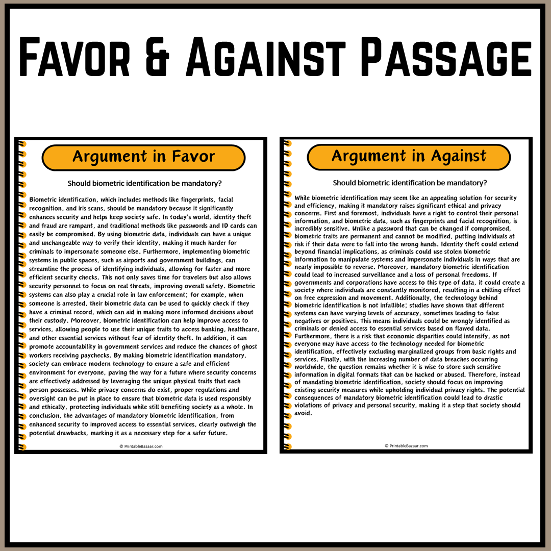 Should biometric identification be mandatory? | Debate Case Study Worksheet
