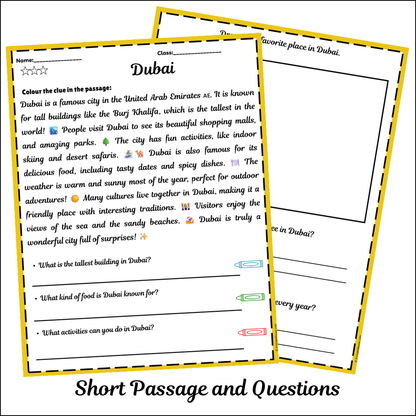 Dubai | Short Reading Comprehension Creative Worksheet