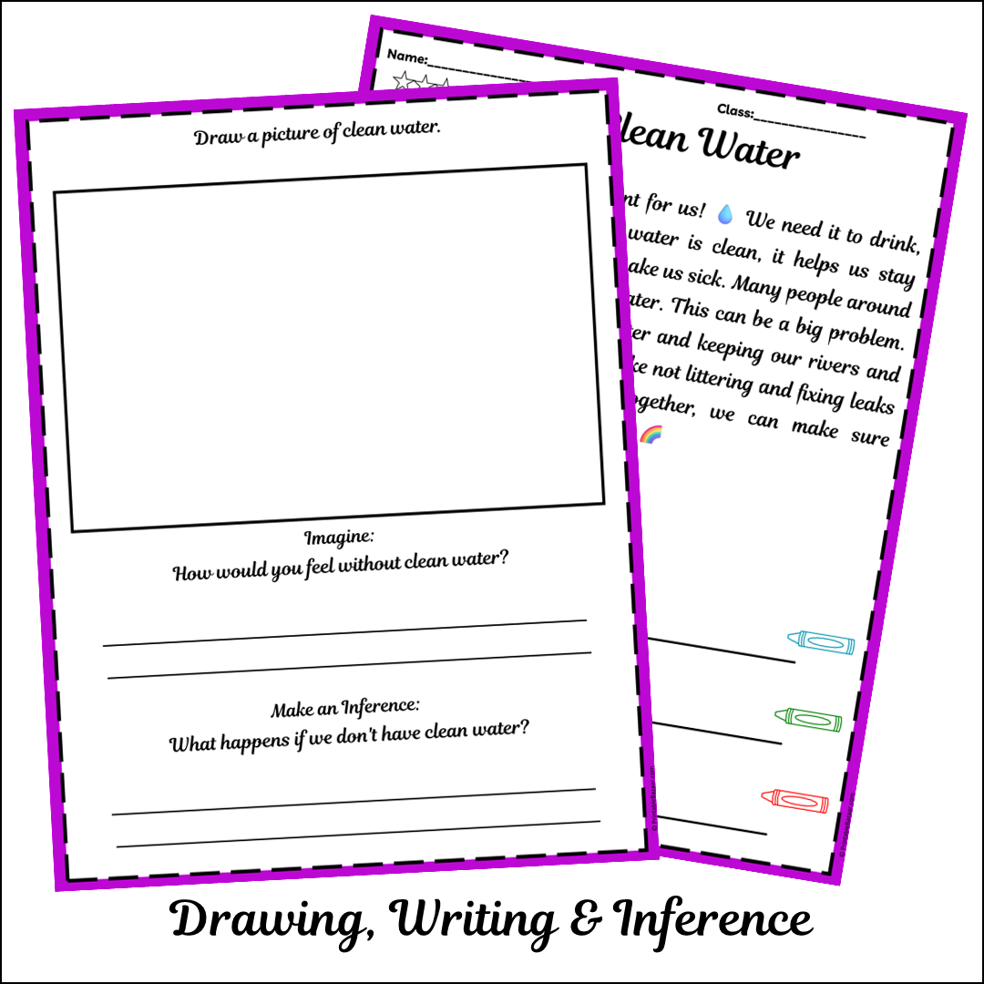 Clean Water | Short Reading Comprehension Creative Worksheet