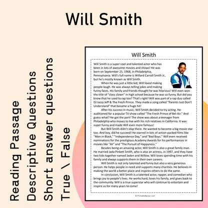 Will Smith | Reading Comprehension Passage Printable Activity