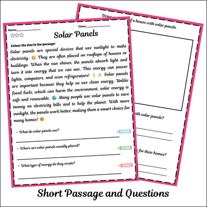 Solar Panels | Short Reading Comprehension Creative Worksheet