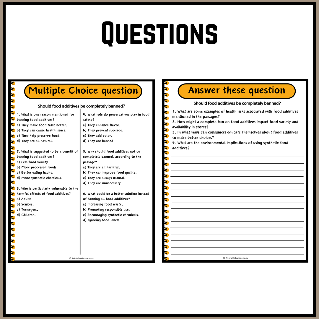 Should food additives be completely banned? | Debate Case Study Worksheet