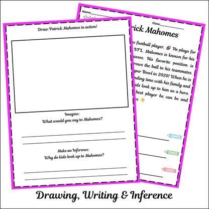 Patrick Mahomes | Short Reading Comprehension Creative Worksheet