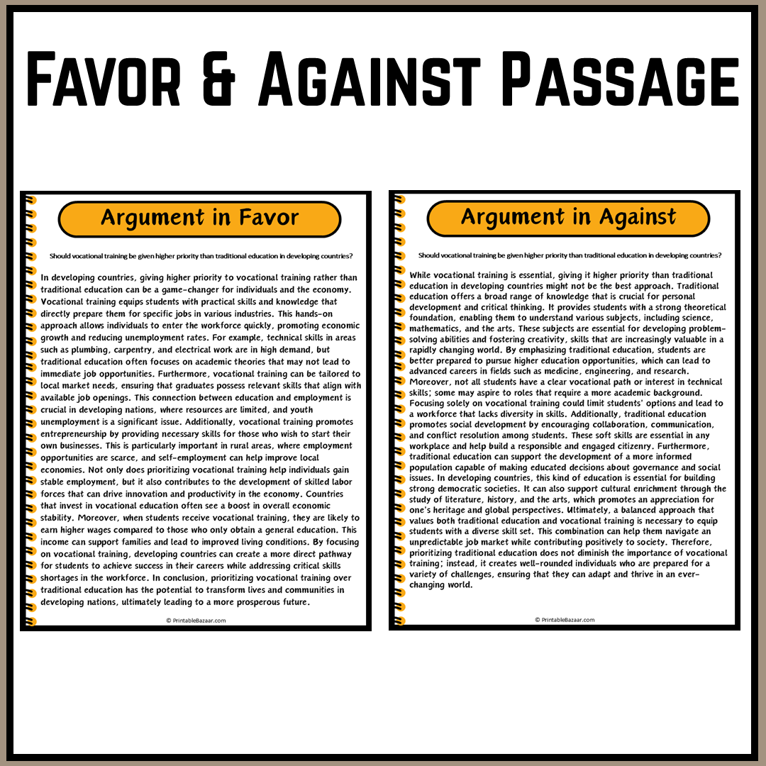 Should vocational training be given higher priority than traditional education in developing countries? | Debate Case Study Worksheet