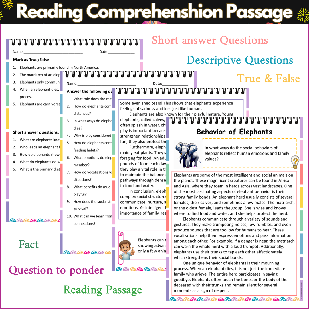 Behavior of Elephants | Reading Comprehension Passage and Questions