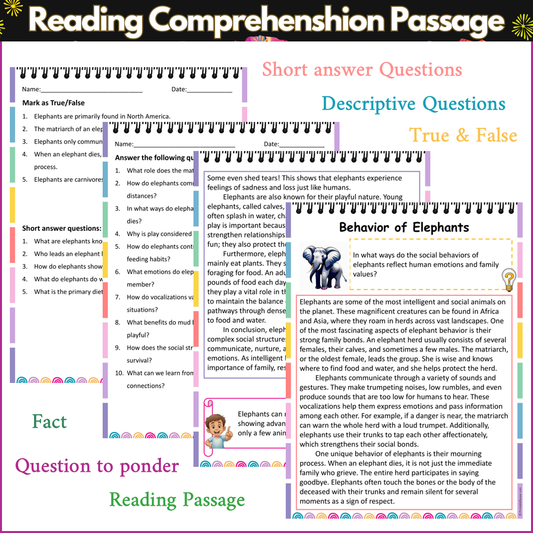 Behavior of Elephants | Reading Comprehension Passage and Questions