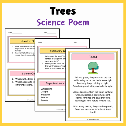 Trees | Science Poem Reading Comprehension Activity